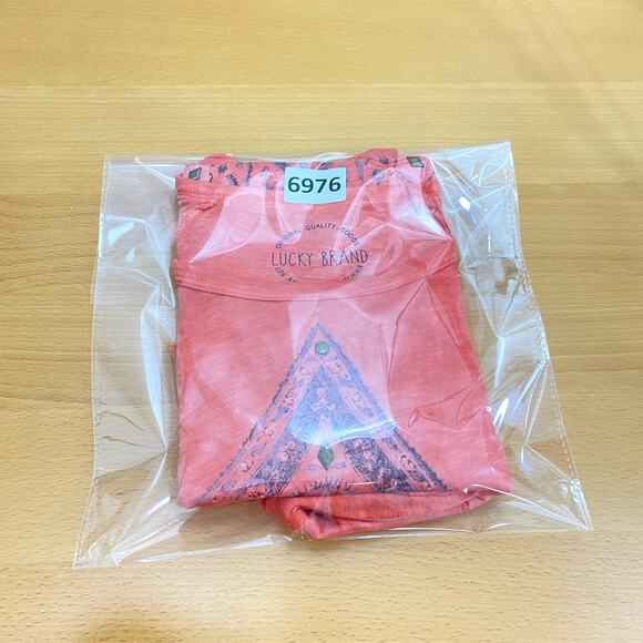 Lucky Brand Tie Dye Top Women's Small Orange Bronze Studs Round Neck 3/4 Sleeve - Picture 8 of 8